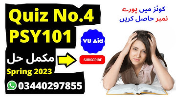 psy101 quiz 4 spring 2023 | psy101 quiz 4 2023 | psy101 quiz 4 solution spring 2023