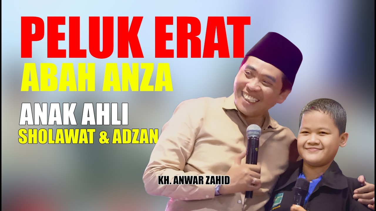 peluk erat abah anza ke anak ahli sholawat dan adzan jiken sidoarjo di pengajian kh. anwar zahid