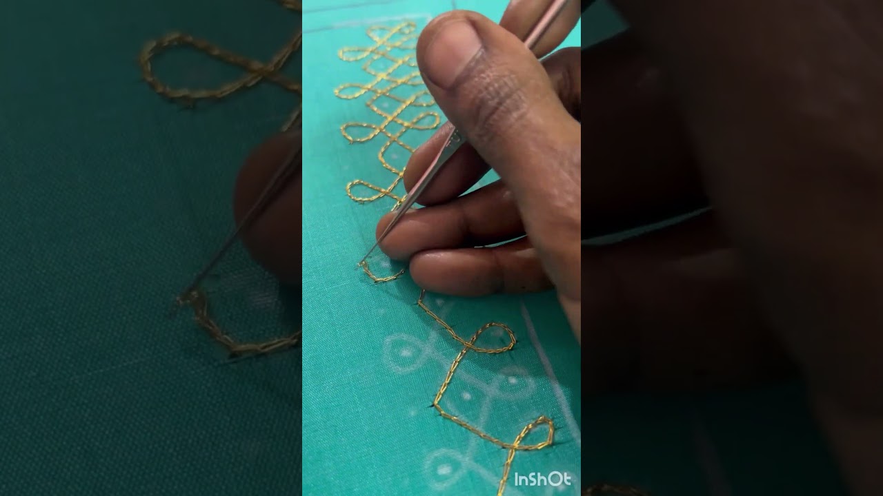 Kolam blouse aari work design chain stitch and beads diy aari work simple easy design