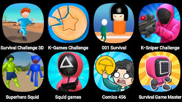 Survival Challenge 3D, K-Games Challenge, K-Sniper Challenge 3D, Comics 456, Survival Game Master