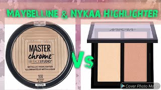 MAYBELLINE MASTER CHROME MOLTEN GOLD & NYKAA HIGHLIGHTER DUO 24K GLAM 01 | REVIEW | SWATCHES