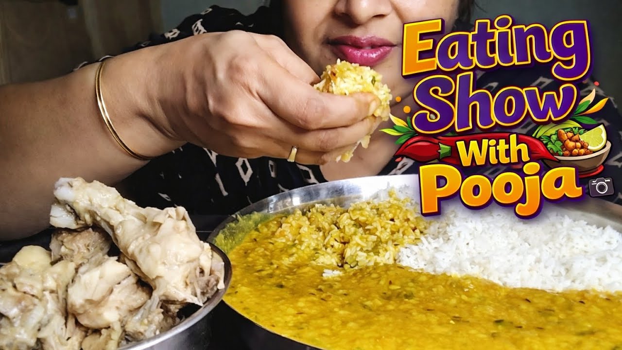 😋🍗 Lemon Chicken Dal Rice 🍚 ll Eating Show With Pooja