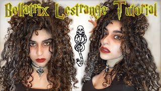 Bellatrix Lestrange Curly Hair &amp; Makeup Tutorial || Naturally Curly Halloween Costume