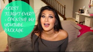 THE SHITTIEST FLIGHT EVER!!! | Storytime + OPENING MY 100K PLAQUE!