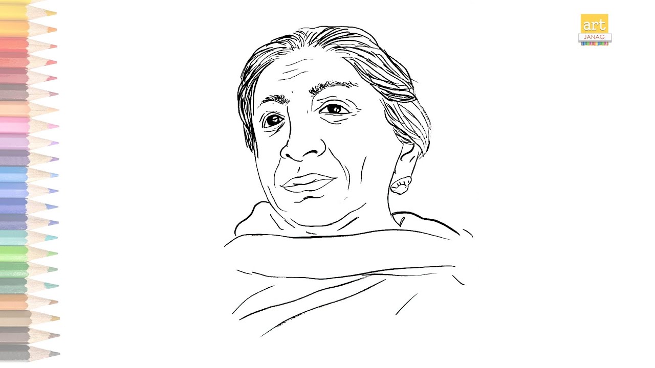 Sarojini Naidu drawing / How to draw sarojini Naidu drawing step ...