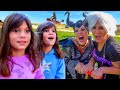 Kate &amp; Lilly Pretend Play with Elsa, Maleficent, Ursula, Anna, and the Pirate Witch!