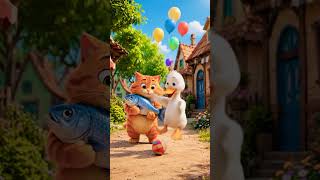 😂 Funny Cat vs Duck 🐱🦆 | Kids Funny Shorts #ai #childrensongs #educationalsong #foryou #funny