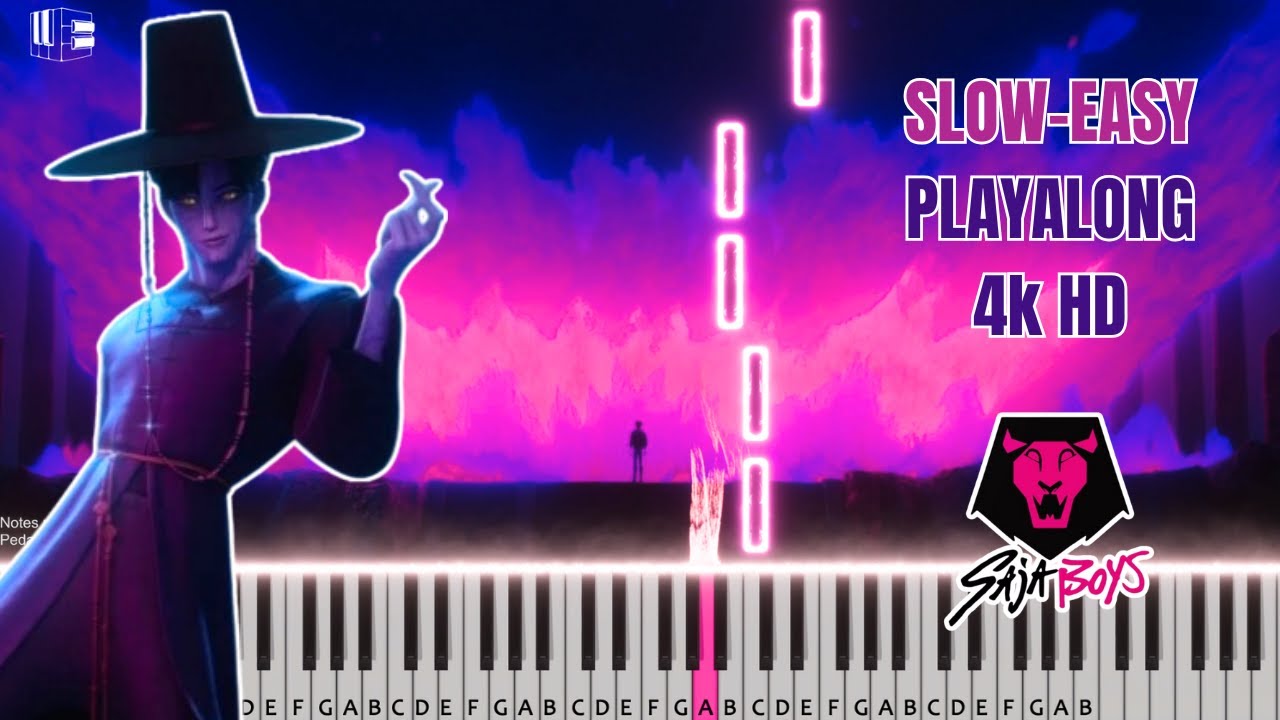 "Your Idol"👿K-Pop Demon Hunters - Piano SLOW EASY Playalong 4k HD Tutorial Huntr/x  Saja Boys