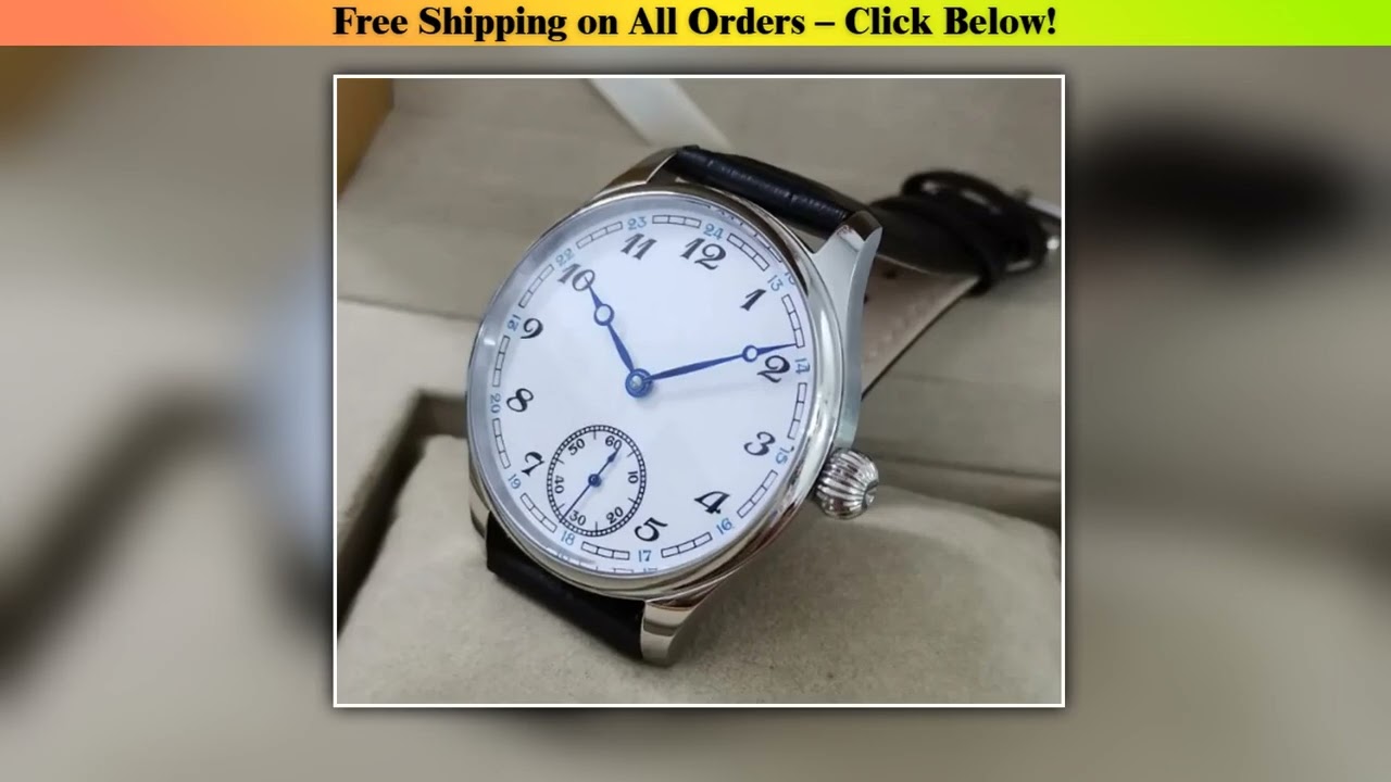 41mm No Logo White Enamel Dial Asian 6498 Watch 17 Jewels Mechanical Hand Wind Movement Men's