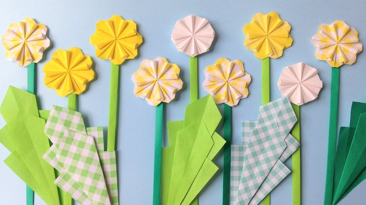 折り紙 たんぽぽの花 リースの折り方 Origami Flower Dandelion Wreath Tutorial Niceno1 Youtube