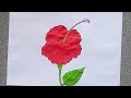 How to draw a hibiscus flower easy step by step  easy and beautiful hibiscus flower drawing