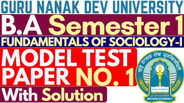 BA 1st Sem Sociology Syllabus | Fundamentals of Sociology | GNDU Sociology Syllabus | Model Paper 1
