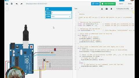 Tinkercad Led control pushbutton
