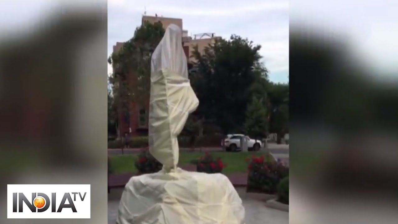 US protests: Mahatma Gandhi`s statue outside Indian Embassy vandalised in Washington DC