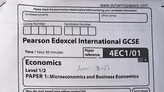 Economics IGCSE Past Paper 4EC1/O1 (June 2022)