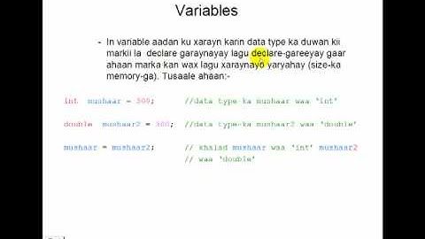 Java Variables in Somali (part 2)