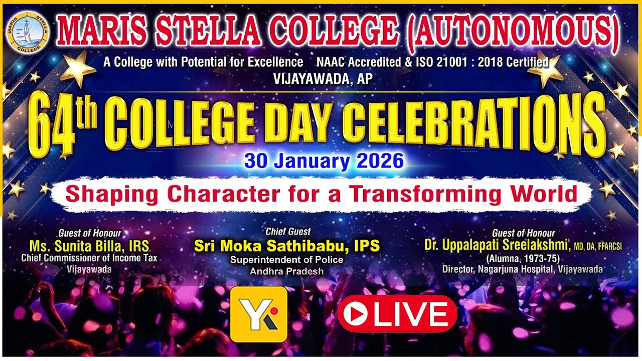 Live: Maris Stella College 64th Anniversary Celebration | Sri Moka Sathibabu | YK TV