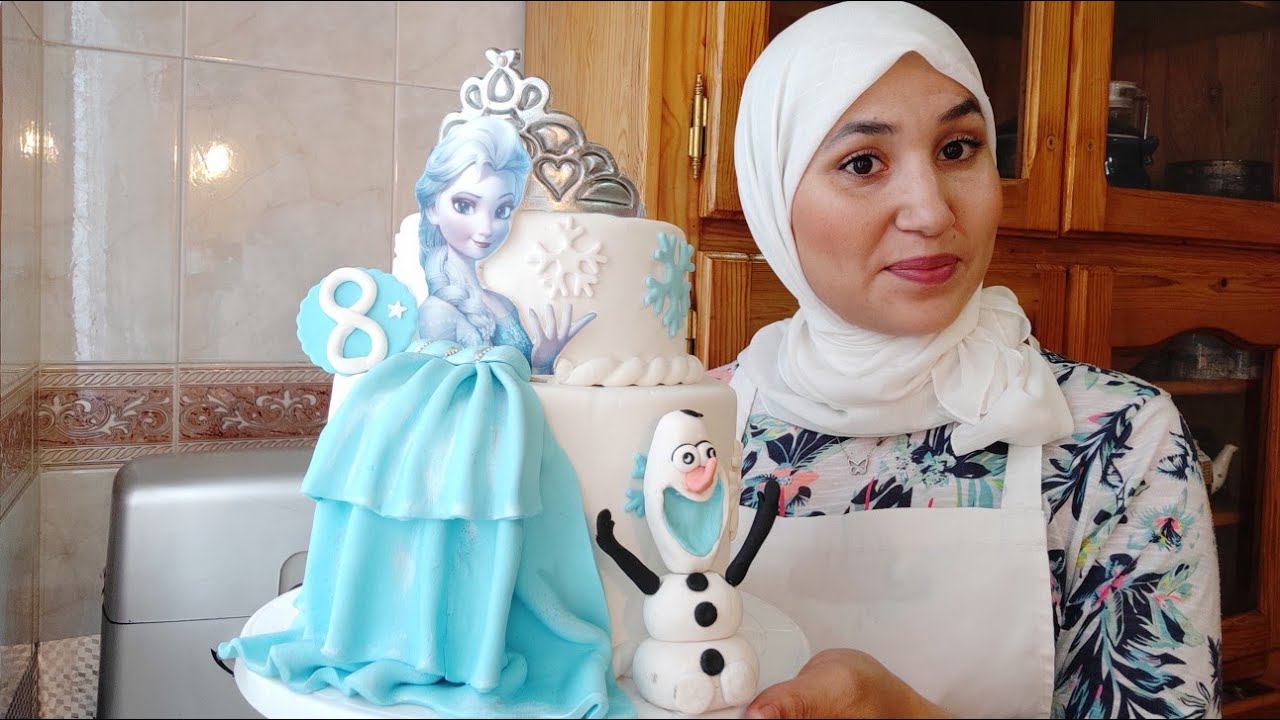 تزيين كيك ديزاين فروزن بطريقة مبسطة لعيدميلاد ابنتي 👧