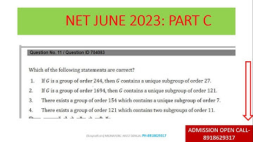 CSIR NET JUNE 2023 :: Q ID 704083 ::Abstract Algebra