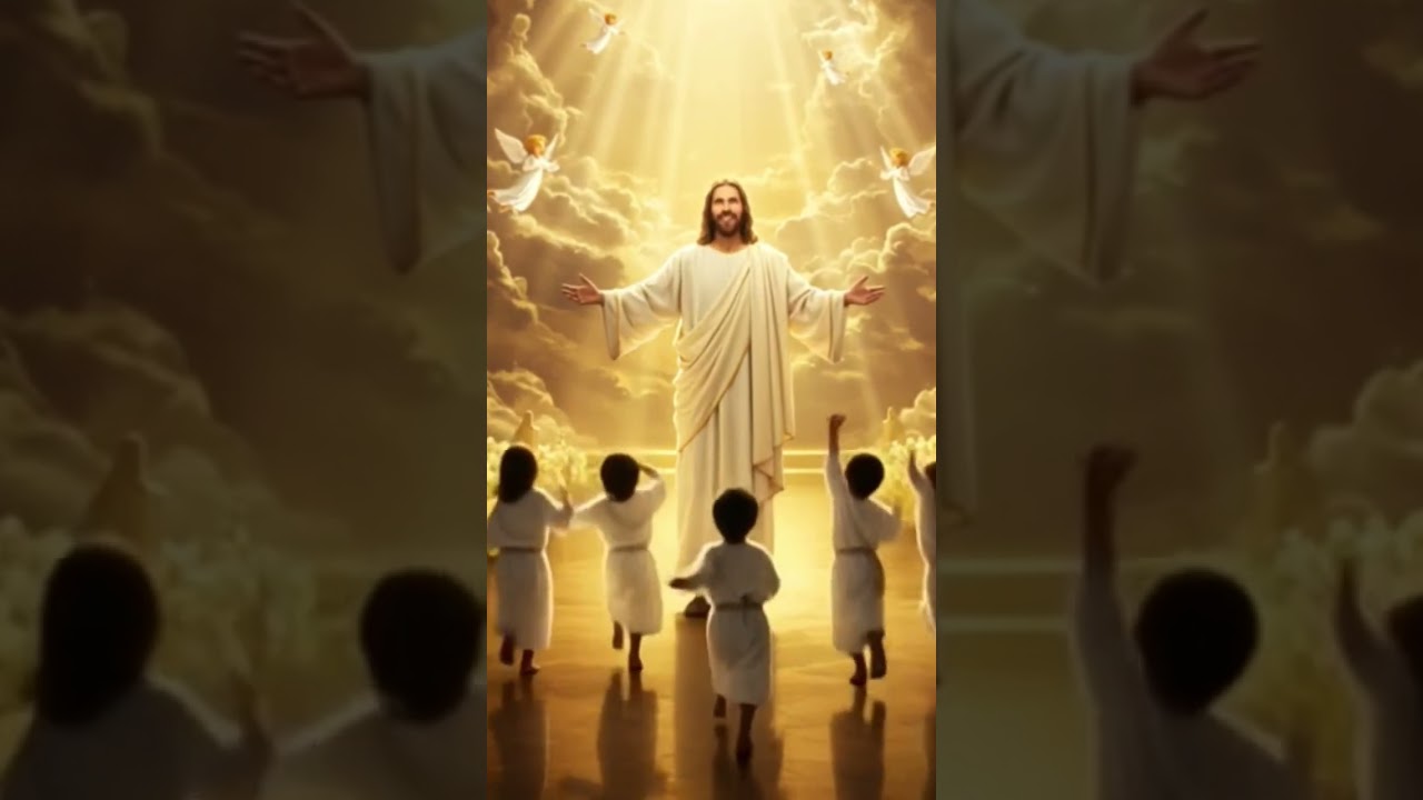 “Little children playing with Jesus in Heaven ✨👧🧒”. 