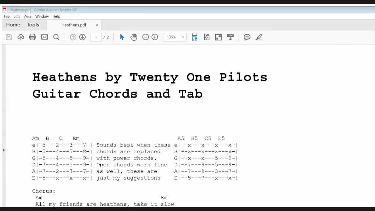 Twenty one pilots chords