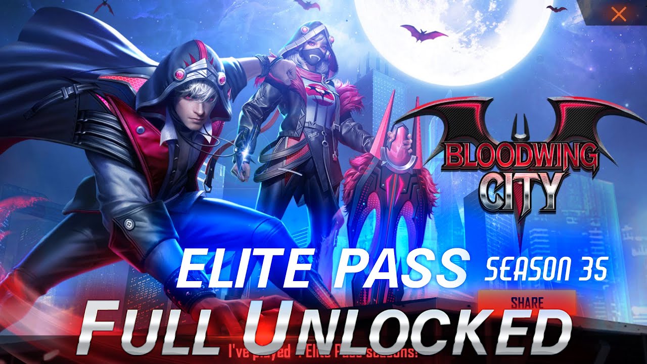 Elite Pass Season 35 Full Unlocked | Bloodwing City | Garena Free Fire 🔥