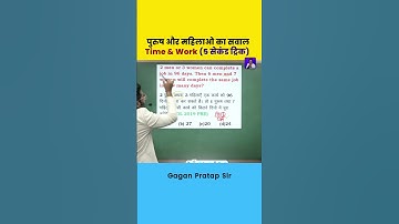 पुरुष और महिलाओ का सवाल Time & Work (5 सेकंड ट्रिक) Gagan Pratap Sir #gaganpratapmaths #maths