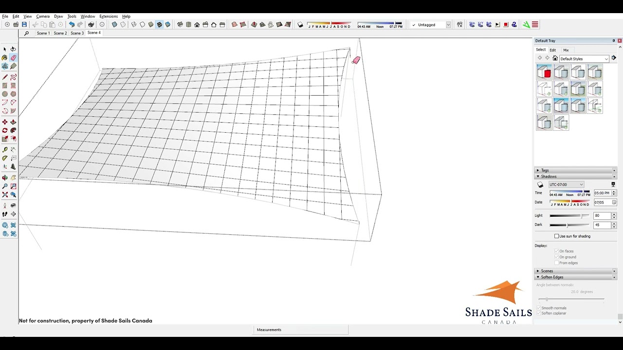 Making a Hypar Shade Sail in Sketchup.