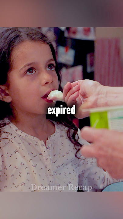 Girl eating expired yogurt
