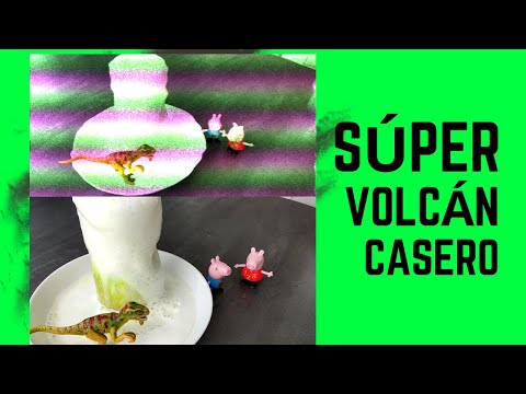 Súper Volcán Casero En Erupción Experimento Casero de Ciencia Con Peppa Pig George y Dino para niños
