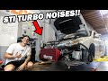 The STI Gets INSANE Red ETS Front Mount Intercooler! *Insane Turbo Noises!*