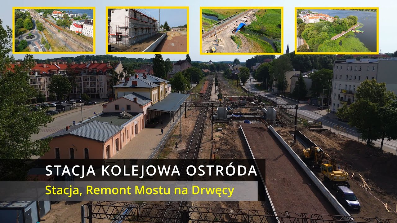 Ostróda Most na Drwęcy | Remont Stacji Kolejowej PKP | 30.06.2024 | Widok z drona | DJI Air 3 4K