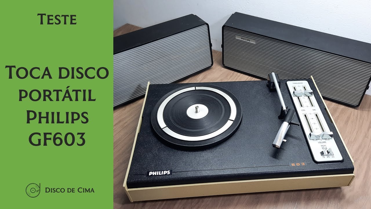 Teste - Toca Disco Portátil Philips GF 603 Bege Estéreo - YouTube