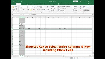 MS Excel: Shortcut Key to Select Entire Columns & Row including Blank Cells