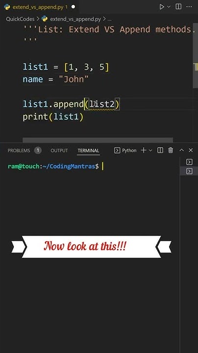Python Tutorials: Append VS Extend method in List - YouTube