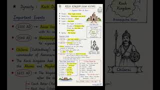 Koch Kingdom Complete Notes | Assam History Handwritten Notes | #assam #shorts #gk #apsc #tet