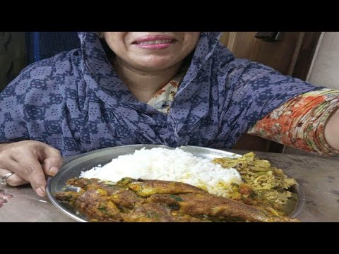 Eating Poua Fish Spicy curry with Badhakopi baji and lot of rice 🤤😋 ...
