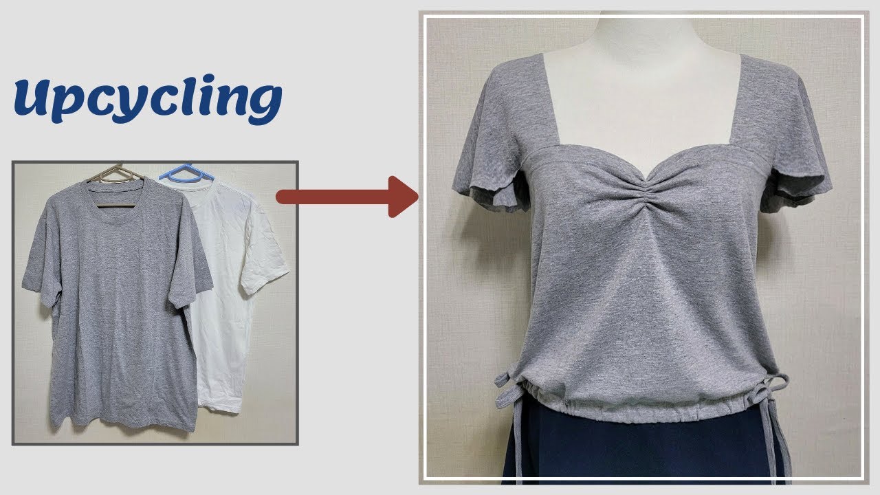 DIY Upcycling a T-Shirt|/티셔츠 리폼/면티/블라우스/흰티/Blouse/Reform Old Your Clothes/안입는옷 리폼/Refashion/옷수선/옷만들기