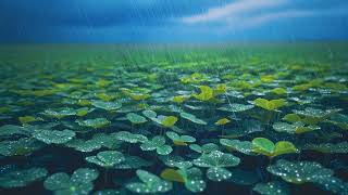 Rainy Clover Field Water Droplets Loop 4K screenshot 2
