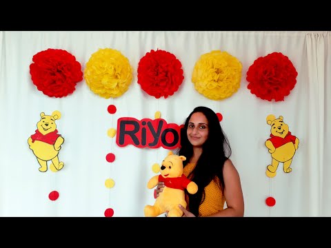 උපන්දින-සැරසිල්ලක්---winnie-the-pooh-birthday-decorations-|-nice-pooh-theme-decor-for-birthday