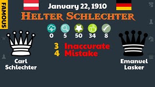 Carl Schlechter vs Emanuel Lasker, Jan 22, 1910, Helter Schlechter #chess #chessgame