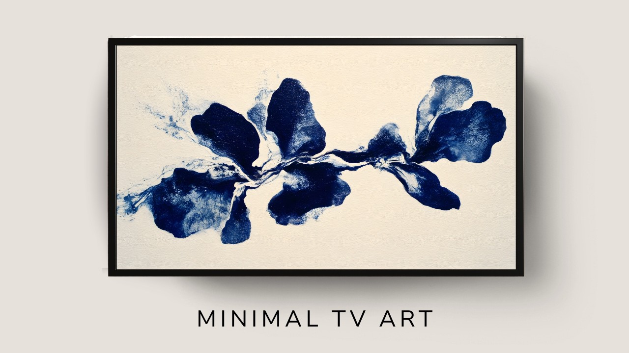 TV Art Screensaver: Indigo Flow – Minimal Modern Abstract Painting for Frame TV | 4K