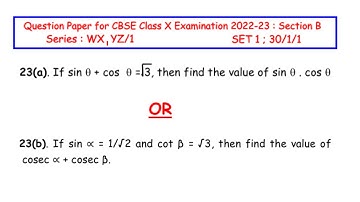 Q23 - If sin θ + cos θ = √3, then find the value of sin θ . cos θ