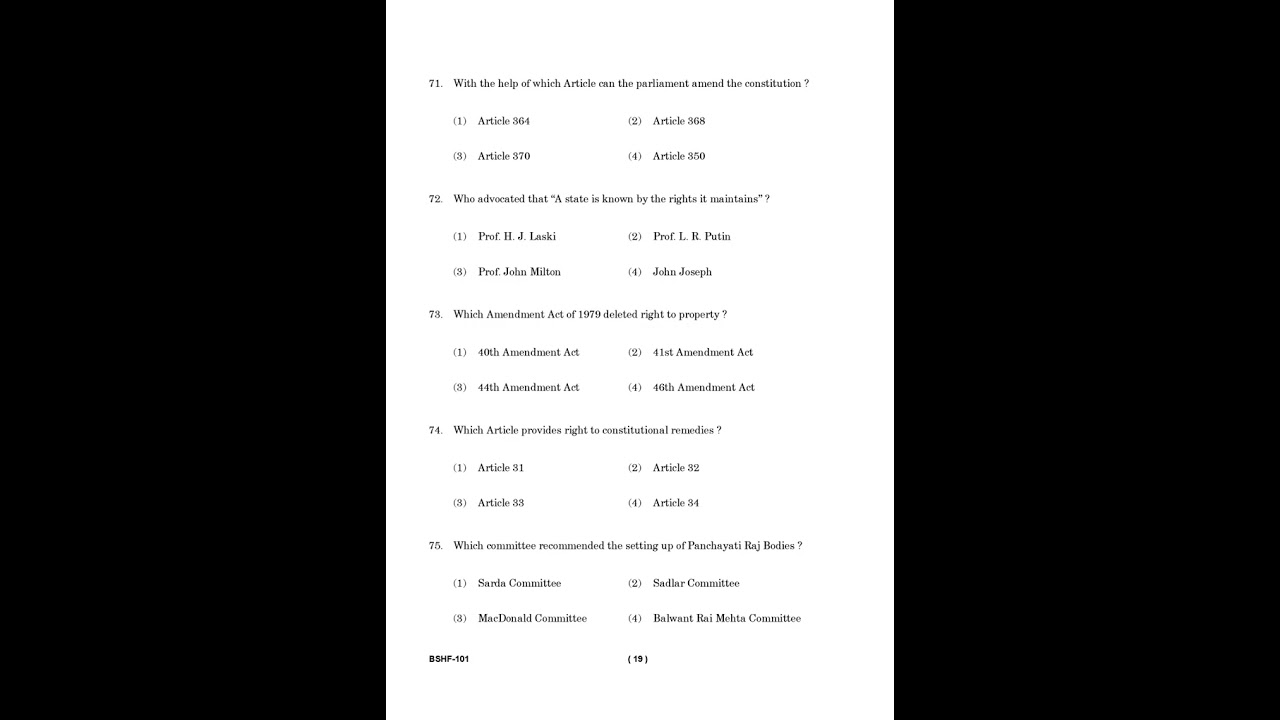 BSHF - 101  (ENG - HIN)    December  2023 Question Paper