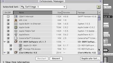 Mac OS 7.6 Extensions Manager Demo