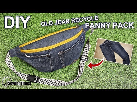 DIY Old Jeans Fanny Pack 슬링백 만들기 | Recycle old jeans to sling bag [sewingtimes]