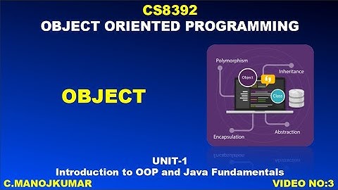 3 | CS8392 OBJECT ORIENTED PROGRAMMING | OBJECT IN TAMIL | OBJECT IN OOP | MANOJKUMAR DHEERAN