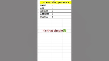 Alignment  of colon(:) in excel