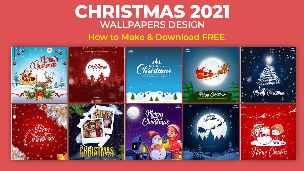 Christmas 2021 Wallpapers Design (How to Make) & Download FREE | Christmas Post Design