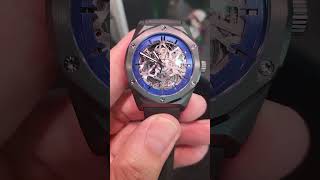 This novel skeleton #watch embraces its technology! #talkingtimepieces